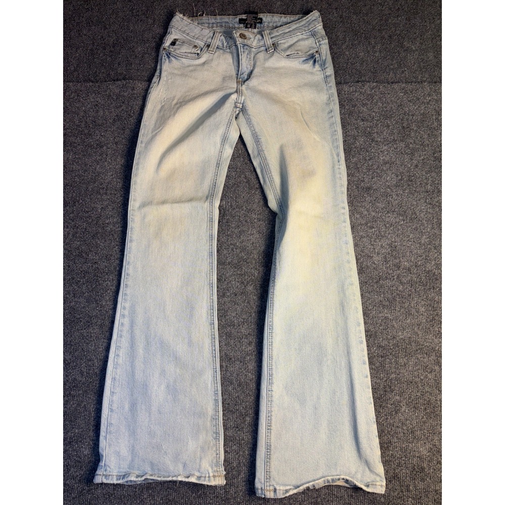 Refuge Jeans Womens 7 Blue Denim Stretch Light Wash Grunge Americana Bootcut Leg - Picture 4 of 14